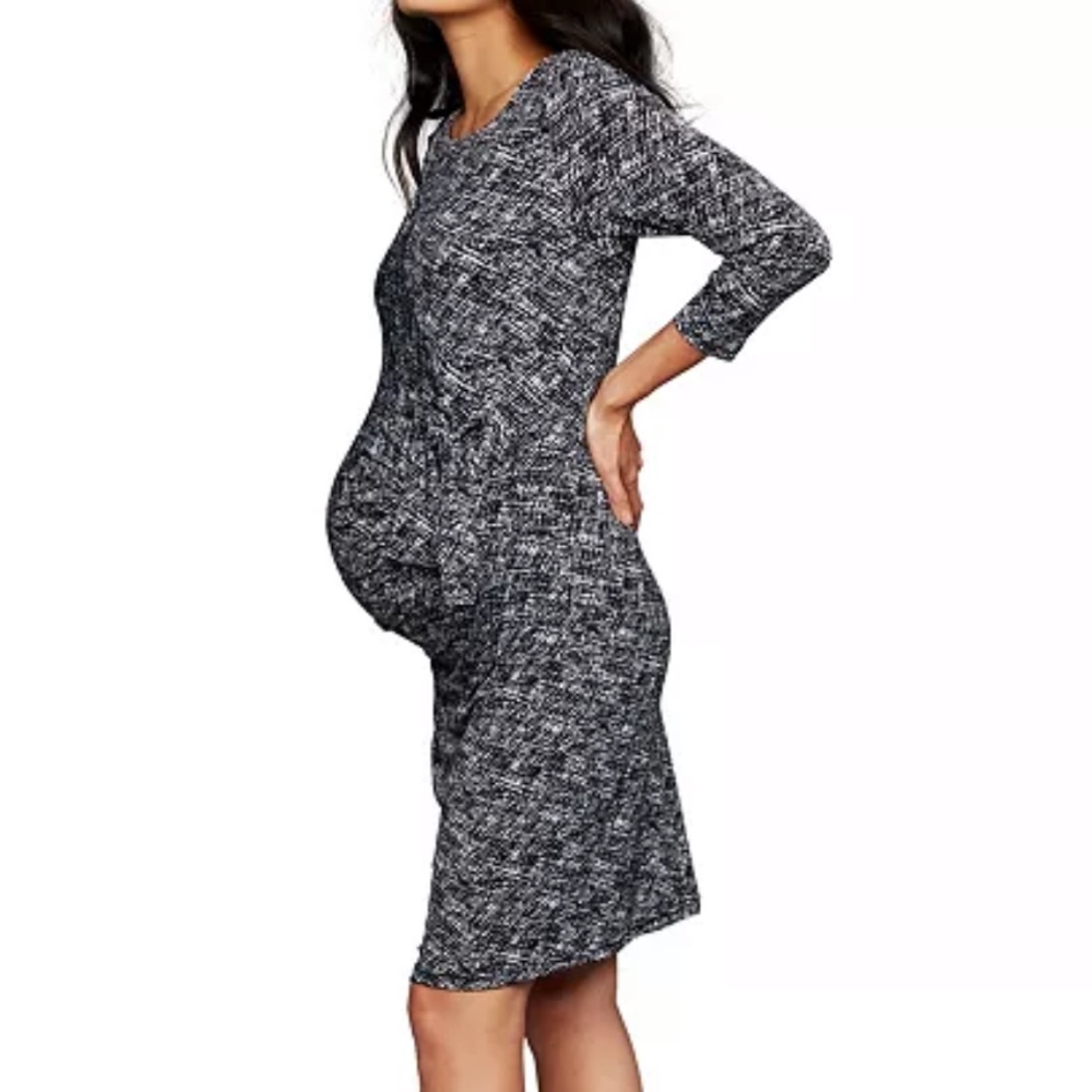 Ripe - Cross Hatch Maternity Black & White Dress